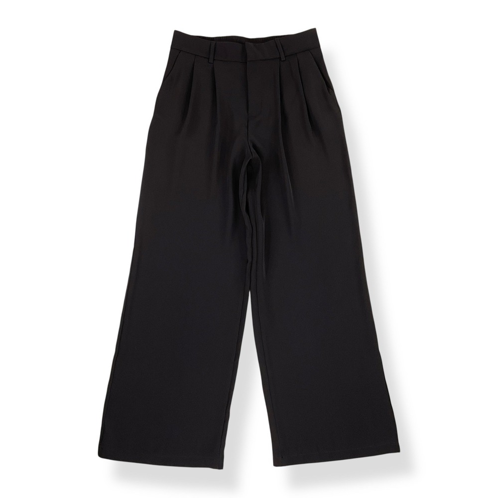 Sarin Matthews Pants Women Medium (ACTUAL 28x28) Black Pleat Wide Trouser NWT